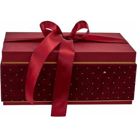 L'Arcolaio Scatola Natalizia Rettangolare in Velluto Grande Velvet Red 33,6x20,7x14,1 cm
