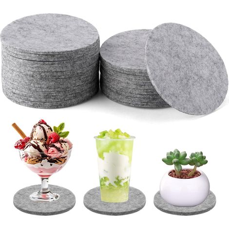 30 Pièces sous-Verres en Feutre Ronds, 10 cm Gris sous-Verres pour Verres, Antidérapant Dessous de Verre Feutre Ronds pour Boissons, Bougies, Tasses, Bar, Verre et Déco de Table (1/5)