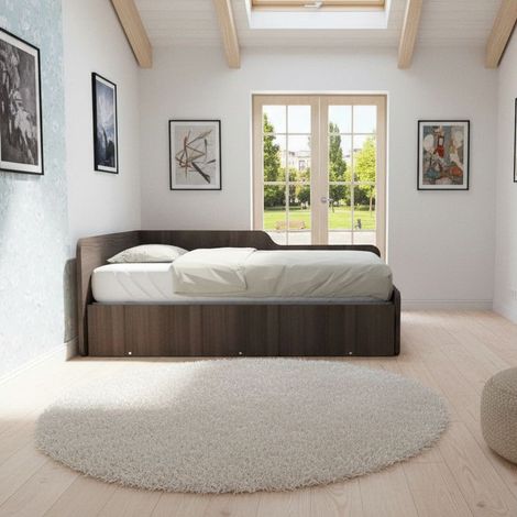 Divano letto piazza e mezza 120x190 con spalliera e secondo letto estraibile - Olmo jerez scuro