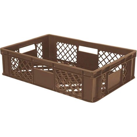 BRB 90 Stück Eurobehälter durchbrochen/Bäckerkiste, LxBxH 600x400x150 mm, PE-HD, lebensmittelecht, braun, Palettenware