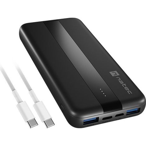 Batterie externe Natec Trevi Slim Q V2 10 000 mAh PD USB-C 20 W + USB-A 18 W + câble USB-C - USB-C (1/5)