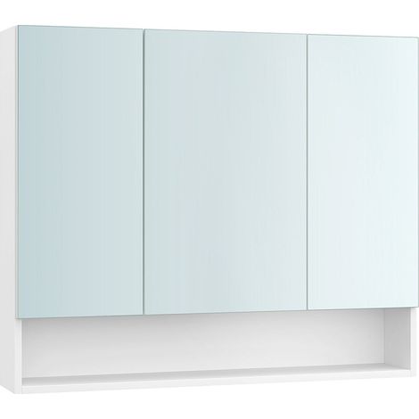 Mobiletto da bagno con ante a specchio mobile contenitore mobiletto a specchio da parete vano aperto ripiani regolabili 165 x 70 x 75 cm bianco 120004015