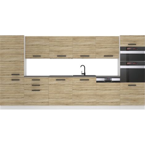 Belini Cuisine Equipee Complete Naomi Muebles de Cuisine Complets - 360 cm. Cuisine Complete sans Plan de Travail, chêne Sonoma (1/4)