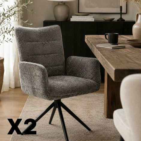 Fauteuil de table pivotant anthracite en tissu texturé (x2) RIVANO (1/5)