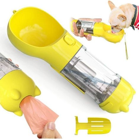 300ml Gourde pour Chien,3 en 1 Portable Bouteille d'eau pour Chien avec Pelle à Merde et Sac à Ordures,Animaux Boire Bouteille pour (1/5)