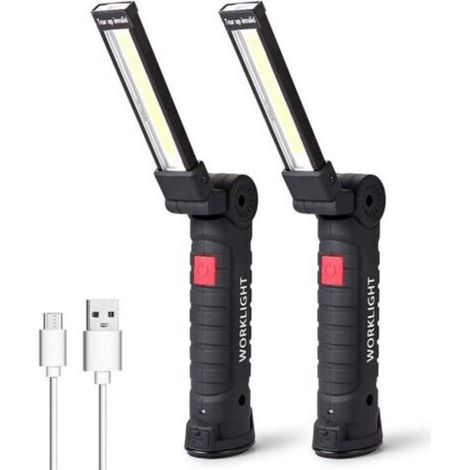 LED-Arbeitsleuchte, LED-Taschenlampe, wiederaufladbare LED-Werkstattleuchte, Inspektionsleuchte, Magnetfuß, Camping, Notfall, klein, 2 Stück (1/5)
