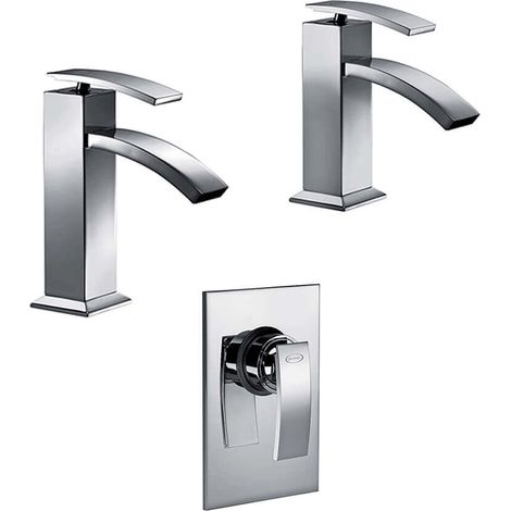 Set miscelatori lavabo bidet e incasso doccia Jacuzzi rubinetteria Glint per piletta click clack (1/5)