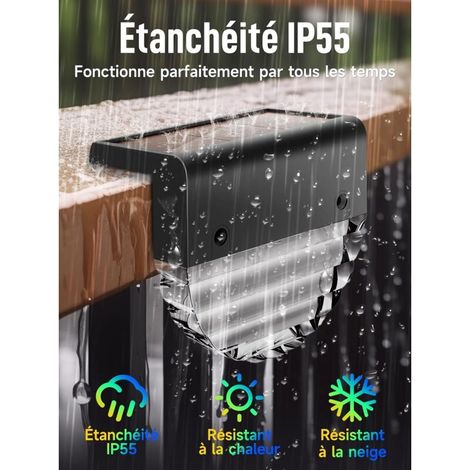 Luci solari da esterno, set da 6 luci LED solari da giardino, luce bianca calda e 7 colori variabili, impermeabili IP55 per recinzioni, scale, cortile (effetto onda), luce solare da giardino per ester (1/4)