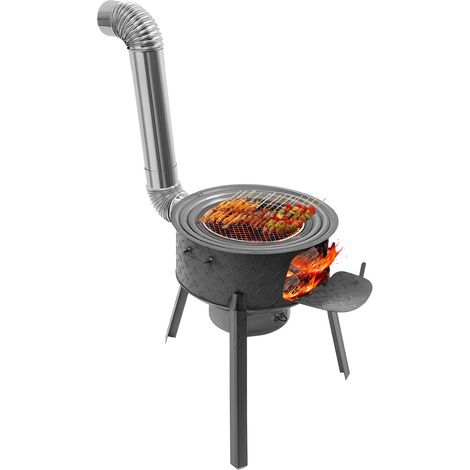 Poêle à Bois 3 Anneaux pour Wok - Charge 150kg, Compatible Ustensiles 33-43cm, Acier Soudé Anti-déformation - Pieds Amovibles, Cendrier Extractible - Idéal pour BBQ, Jardin, Camping (1/5)