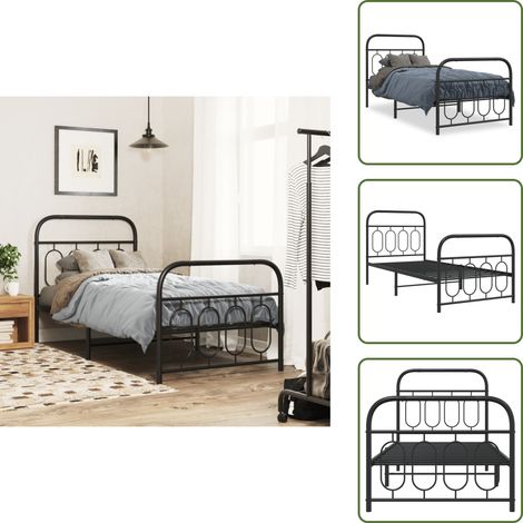 Cadre de lit métal sans matelas avec pied de lit noir 80x200 cm - Cadre De Lit - Lit Double - Lit Metal - Literie - Meuble Chambre (1/5)