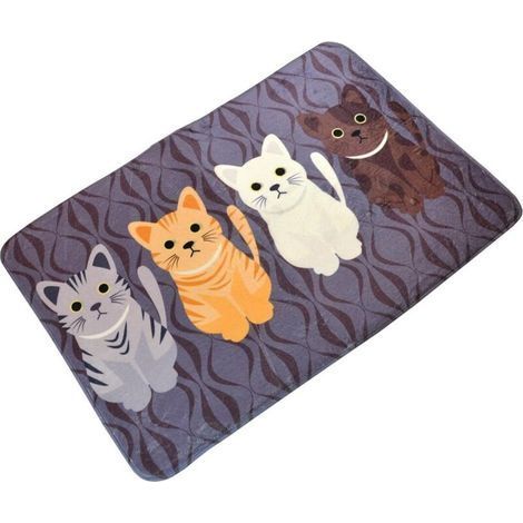 pair Tapis de Cuisine Antidérapant Tapis de Bain Absorbant Tapis de Devant Evier Décoratif Flannel Carpette Lavable pour Salon Chambre Salle de Bain Noir 60 x 90cm-Fei Yu (1/2)