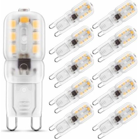 Ampoule LED G9,2W G9 Blanc Chaud 3000K, Ampoule LED, 25W Ampoule Halogène Équivalent, 230V AC 200lm, 360° Larges Faisceaux, Culot G9 Lot de 10 (1/5)