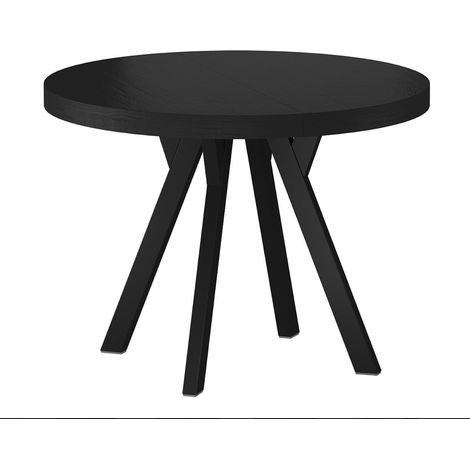 Table à manger ronde extensible métal et placage bois 100cm Astra (1/5)