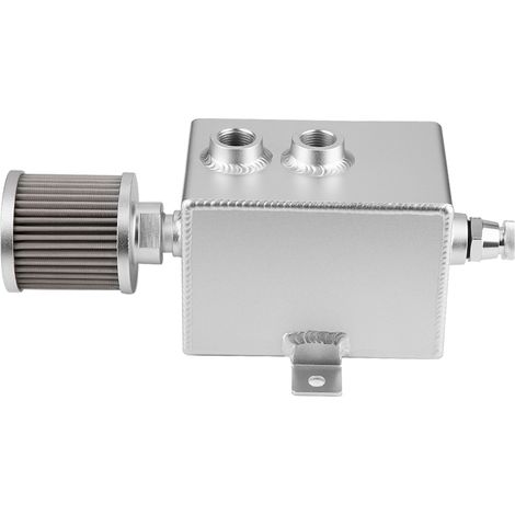 Carter Reservoir Aluminium Universel 2L Séparateur d'Huile avec Filtre d'Évent Argent pour Auto (1/5)