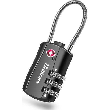 Cadenas à bagages, cadenas à combinaison de câble de voyage, serrure étanche à 3 chiffres, serrure d'extérieur réinitialisable sans clé, pour casiers, sacs (1/5)