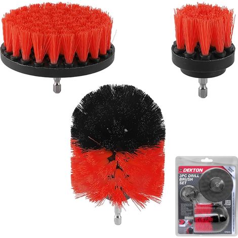 Dekton 3pc Drill Attachment Cleaning Brush Set Power Scrub Home Tile Bathroom (1/5)
