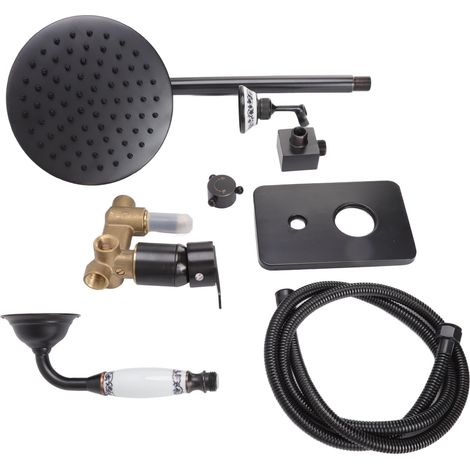 Duscharmatur-Set Kupfer Schwarz Wandmontage Duschsystem-Set für Zuhause Badezimmer Hotel (1/5)