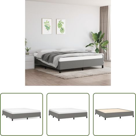 Sommeil - Cadre de lit sans matelas gris foncé 180x200 cm tissu (1/5)