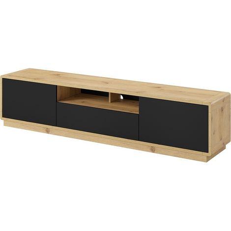 Mobile TV 200cm collezione VILLA. Colore quercia e nero opaco. LED integrato