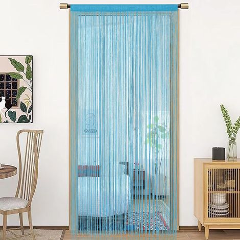String Porte Rideau décorations de fenêtre diviseur de pièce décorations de Chambre Rideau Simple pour fenêtre 90x200cm Sarcelle de mer (1/4)