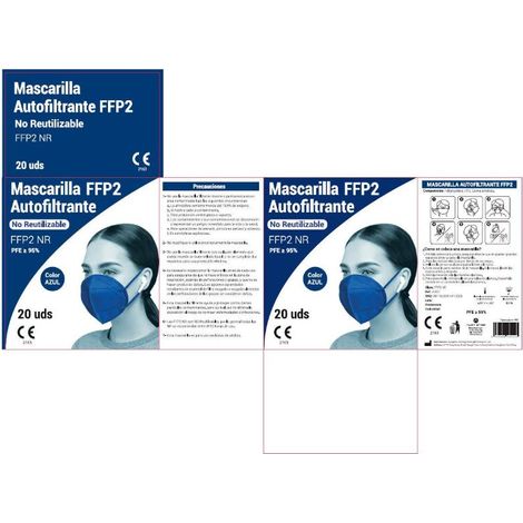 mascarilla finstock ffp2 azul plegable envasadas individualmente