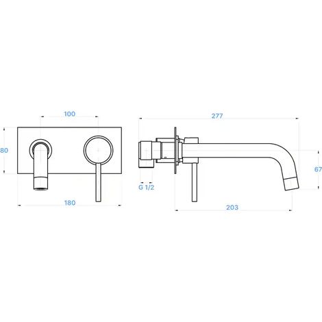 Laiton chromé Mélangeur lavabo encastré Mod. Ava