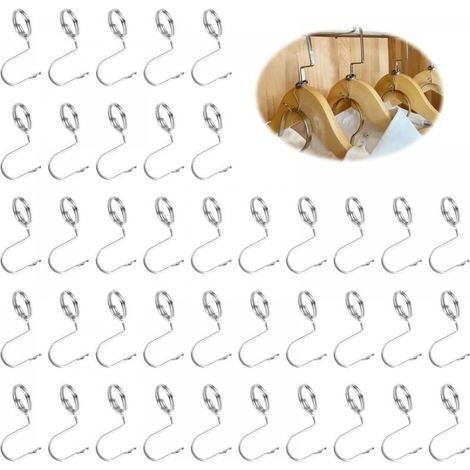 40 Pièces Cintre Gain de Place, Crochets pour Cintres en Inox, pour Connecter Cintres et Organiser Espace de Garde Robe (1/5)