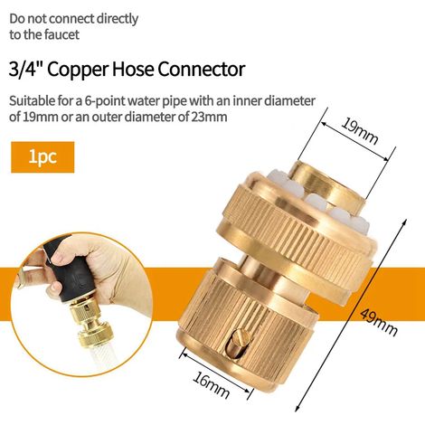 (Raccord rapide 3I4 - voir image) Adaptateur de raccord rapide fileté pour système d'irrigation de jardin, raccords de tuyau en cuivre pour système d'arrosage goutte à goutte (1/5)
