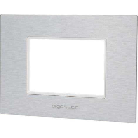 Placca 3 moduli 503 in alluminio argento compatibile anche con BTicino Livinglight