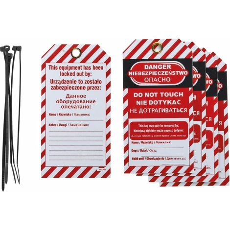 Lot de 5 étiquettes "danger - ne pas toucher" en polypropylène pp langue GB/PL/RU - THIRARD