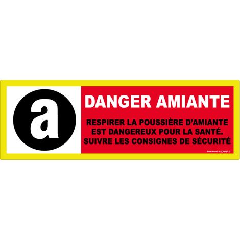 Panneau Danger amiante - haute visibilité - 450x150mm - 4090672
