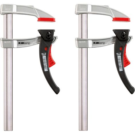 x2 Bessey KliKlamp Quick Release Ratchet F Clamps Light and Strong KLI 120/80 (1/4)