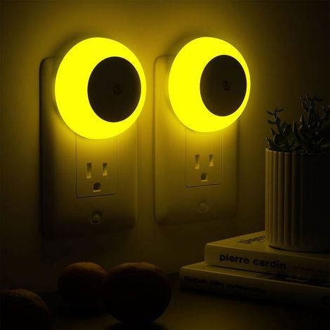 Veilleuses murales, détecteur crépusculaire, veilleuse LED ambrée 0,5 W, lot de 2, pour adultes, salle de bain, couloir, cuisine (1/5)