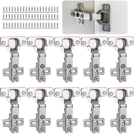 10 PCS Charnières d'armoire, Charnière à Rouleau Froide avec vis, Full Overlay Mute Kitchen Units Charnières de porte pour salle de bain Chambre à coucher Salle à manger (1/5)