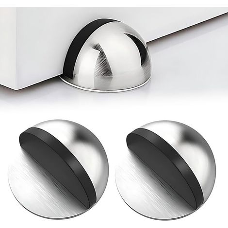 2 pièces Arrêts de Portes, Inoxydable Adhesive Butées de Porte, Butées avec pare-chocs en caoutchouc, Stop-Porte Adhésif pour tous les sols durs, Assurer la protection de nos portes et murs (1/5)