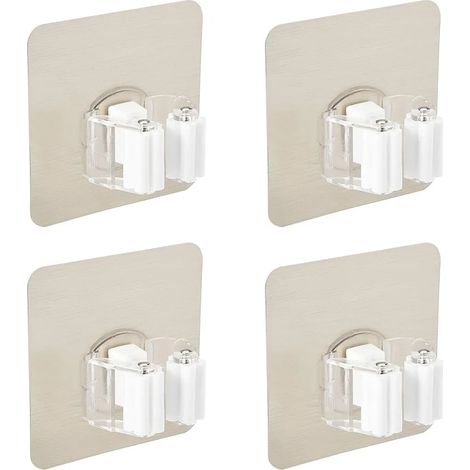 4er-Pack Mop- und Besenhalter Wandhalterung, Besengriffe selbstklebend, kein Bohren erforderlich, Besen- und Kehrschaufel-Aufhänger für Hausgarten, Garage und Aufbewahrung, 4er-Pack
