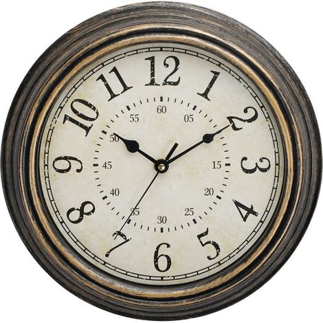 Reloj de pared de cuarzo silencioso de estilo vintage de 30 cm, sin tictac, con números grandes, cristal HD y acabado en cobre antiguo. (1/5)