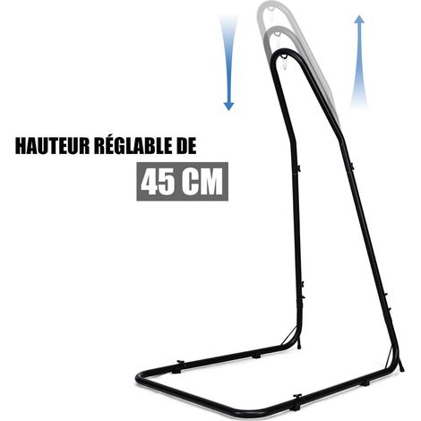 GOPLUS Support de Hamac avec Hauteur Reglable Universel, Rotation 360° avec Tapis antiderapant, en Metaux Robustes, Charge Maximale 150 KG, pour Interieur/Exterieur, 135 x 115 x 200 CM Noir (1/5)