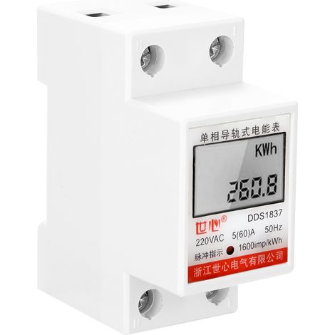 Medidor de electricidad monofásico DDS-LDG de 220 V y 50 Hz con pantalla LCD - Montaje en riel DIN de 35 mm (1/5)