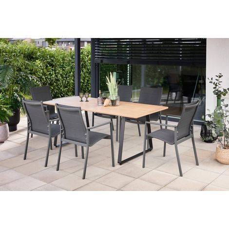 Primaster Garten-Essgruppe Rovigo + Fano 6 Personen Aluminium hellbraun/anthrazit Sitzgruppe