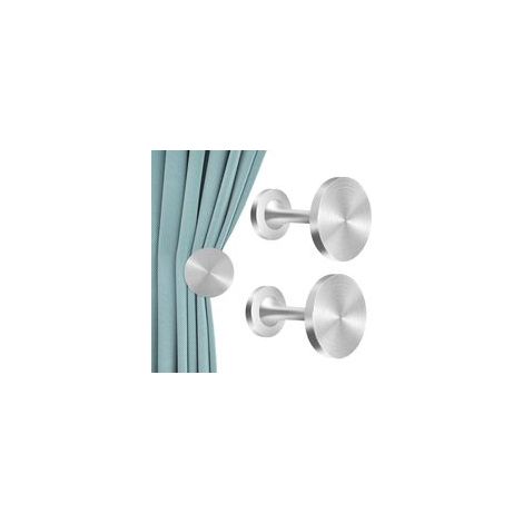 Lot de 2 embrasses de rideaux argentées, murale en métal moderne Embrasses décoratives rondes pour rideau, petit rideau, embrasses de rideau (1/5)