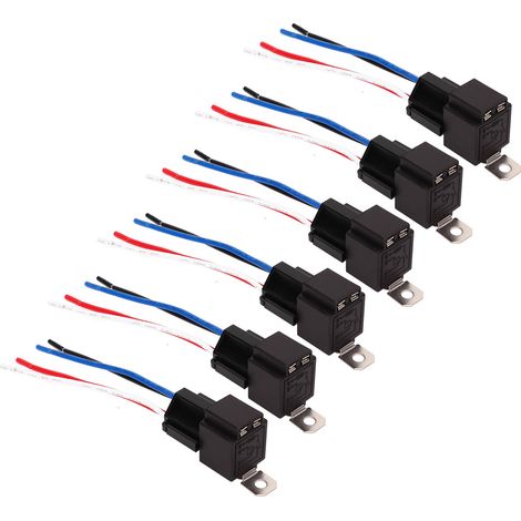 Kit de 6 relais automobiles à 4 broches avec fusible 30A 12V, faisceau de relais étanche pour voitures (1/5)
