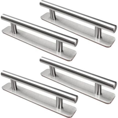 Self-adhesive stainless steel furniture handle, 148 mm, pack of 4, no drilling required, for cabinets, kitchens and sliding doors (1/5)