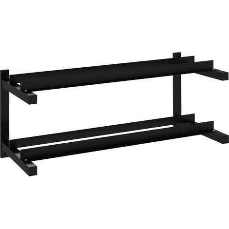 Hantelständer, Hantelgestell, 2 Etagen, bis 70 kg, Stahl, 98x40x35 cm, Schwarz
