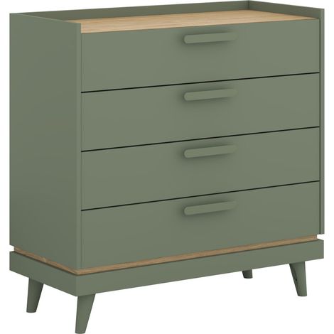 Cómoda Fertalu 104, Verde + Roble, Con cajones, Número de cajones: 0, 90x90x40cm (1/4)