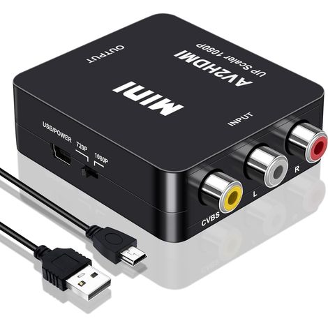 1 Convertisseur RCA vers HDMI, Adaptateur Audio Vidéo 1080P, Support PAL NTSC, pour TV PC PS3 PS4 Xbox (1/5)