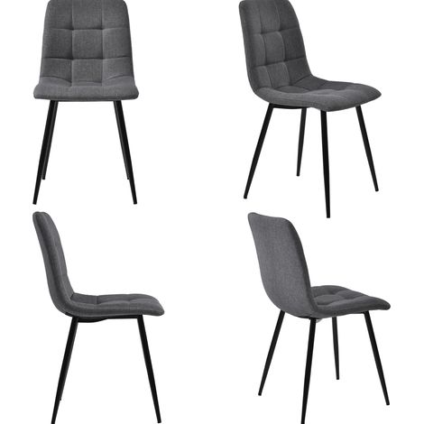 5-teiliges MODENUIT Esszimmer-Set mit rundem Marmoreffekt-Tisch und 4 grauen Stühlen (1/5)