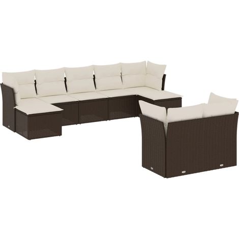 vidaXL Set Divani da Giardino 9pz con Cuscini Marrone in Polyrattan (1/4)