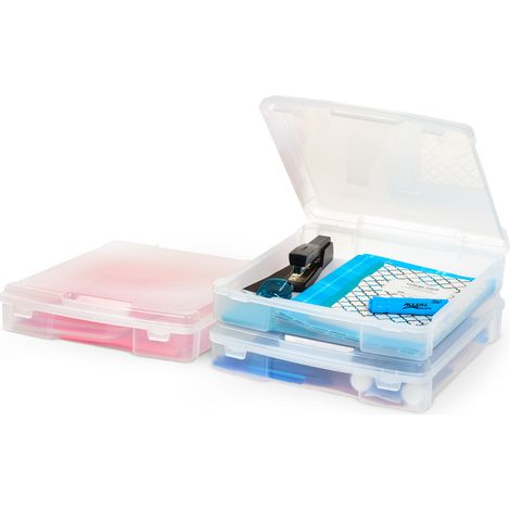 Iris Ohyama, Boîtes de Rangement Loisirs plastique avec clip, 10L, Lot de 3 Transparent, SBC-350E