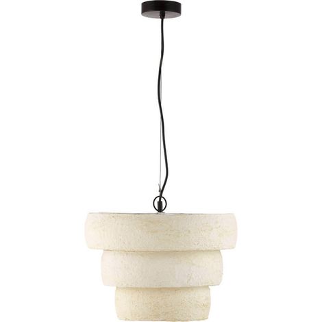 Suspension sculpturale en papier mâché - beige vieilli et noir (1/5)